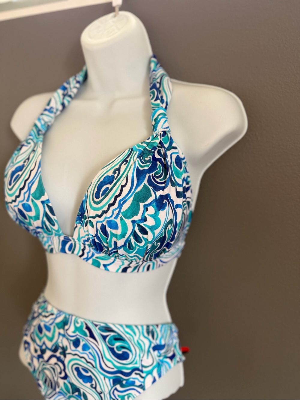 VENUS Teal & Blue Paisley Halter Bikini - Picture 2 of 8